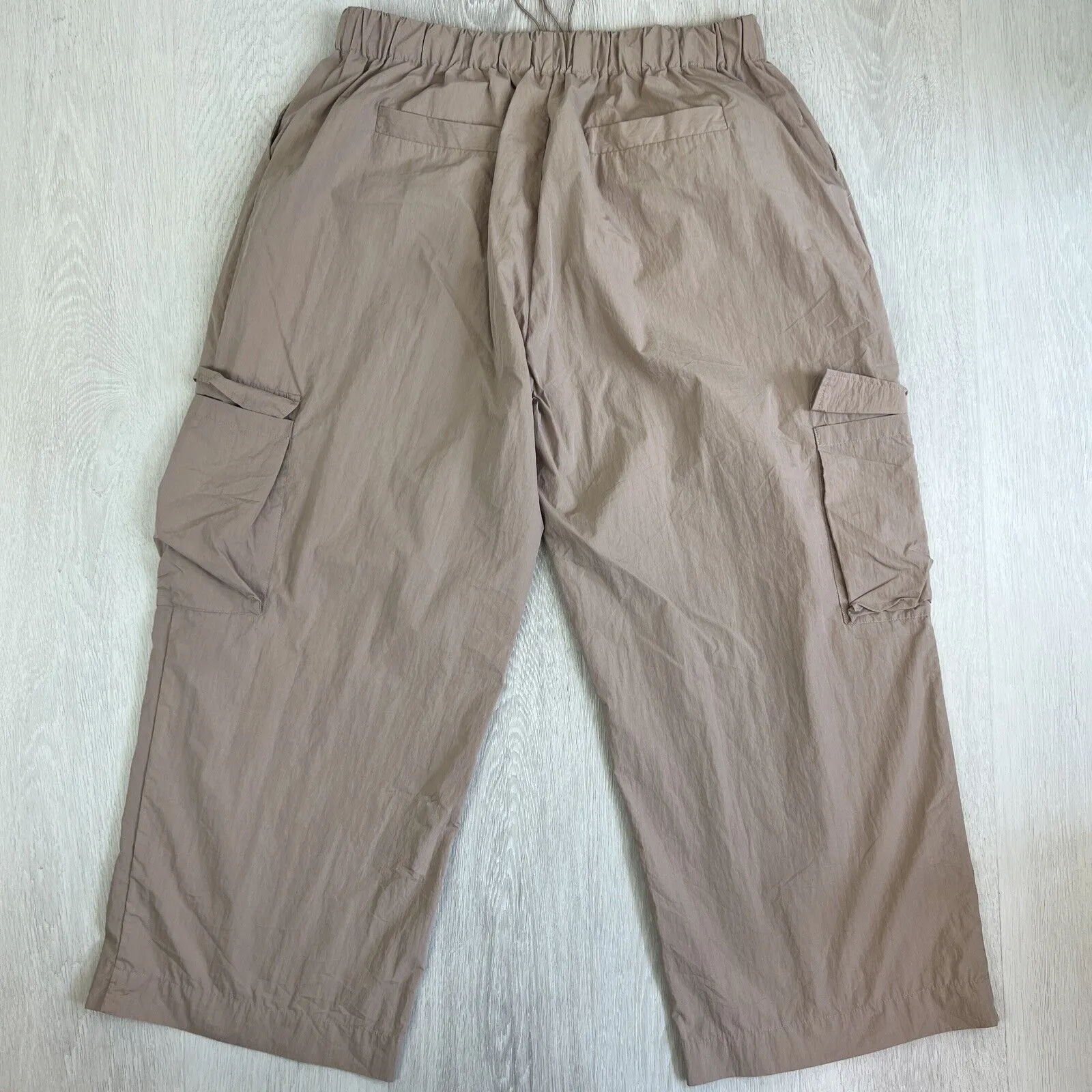 Seed Heritage Womens Lightweight Beige Wide Leg Cargo Parachute Pants Size 14