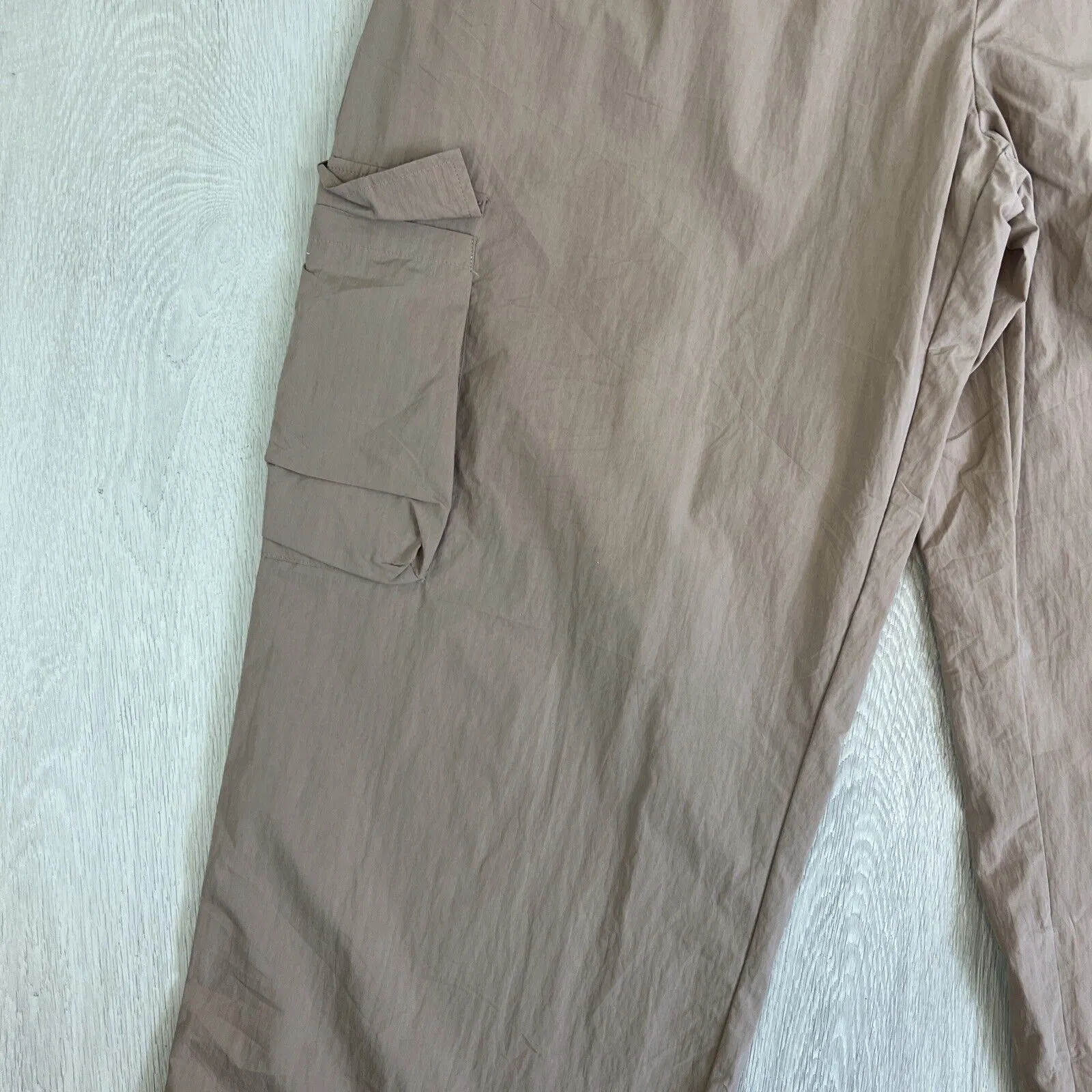 Seed Heritage Womens Lightweight Beige Wide Leg Cargo Parachute Pants Size 14