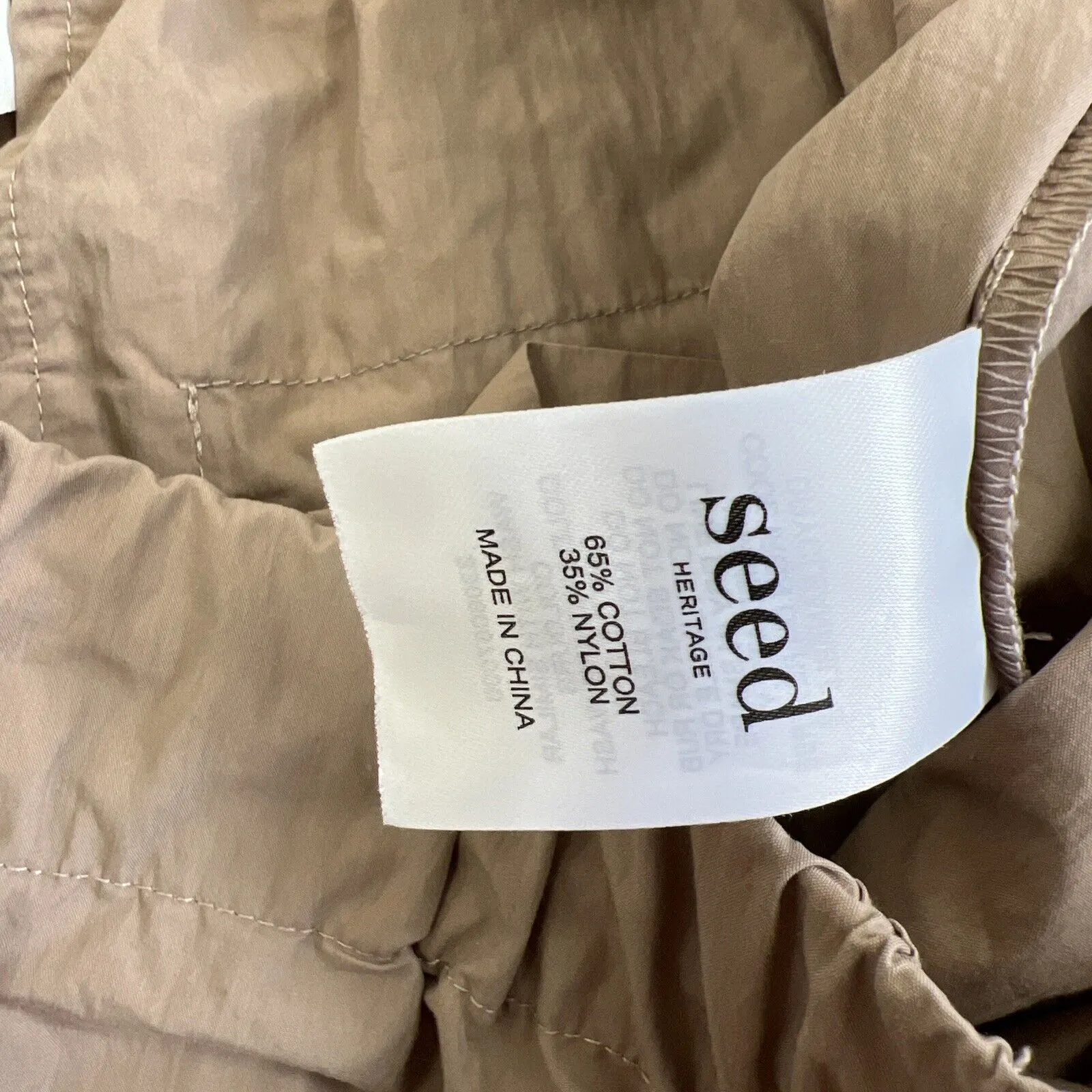 Seed Heritage Womens Lightweight Beige Wide Leg Cargo Parachute Pants Size 14