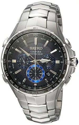 Seiko Men's COUTURA Stainless Steel Japanese-Quartz Watch with Stainless-Steel Strap, Silver, 26.3 (Model: SSG009)