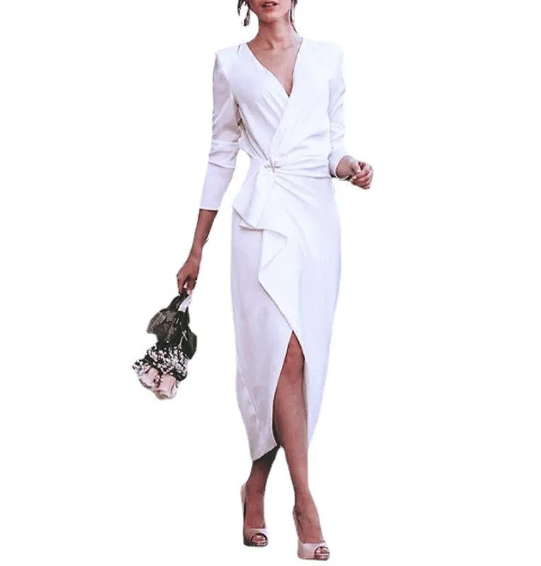 Sexy Split Front 3/4 Length Sleeves Women Dresses