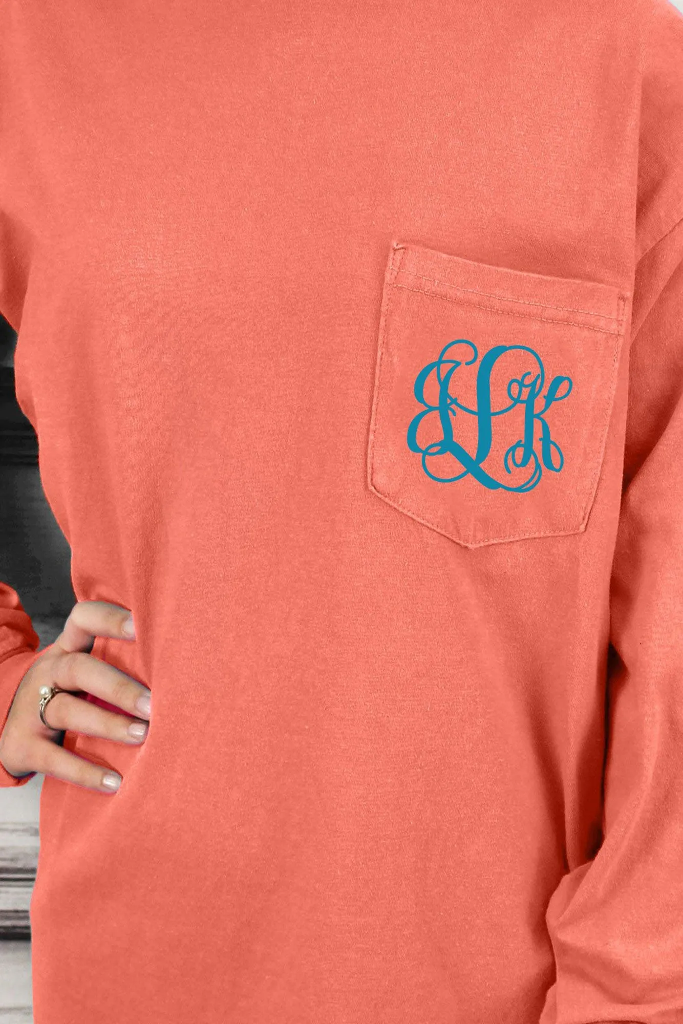 Shades of Red/Orange Comfort Colors Long Sleeve Pocket Tee