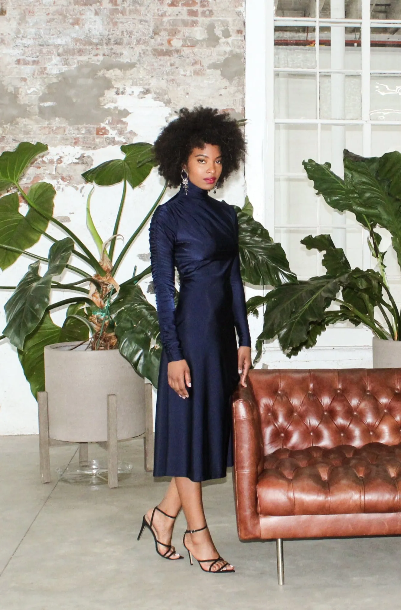 Sharon Half Dramatic Dress - NAVY