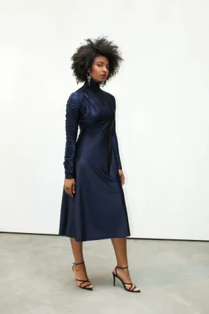 Sharon Half Dramatic Dress - NAVY