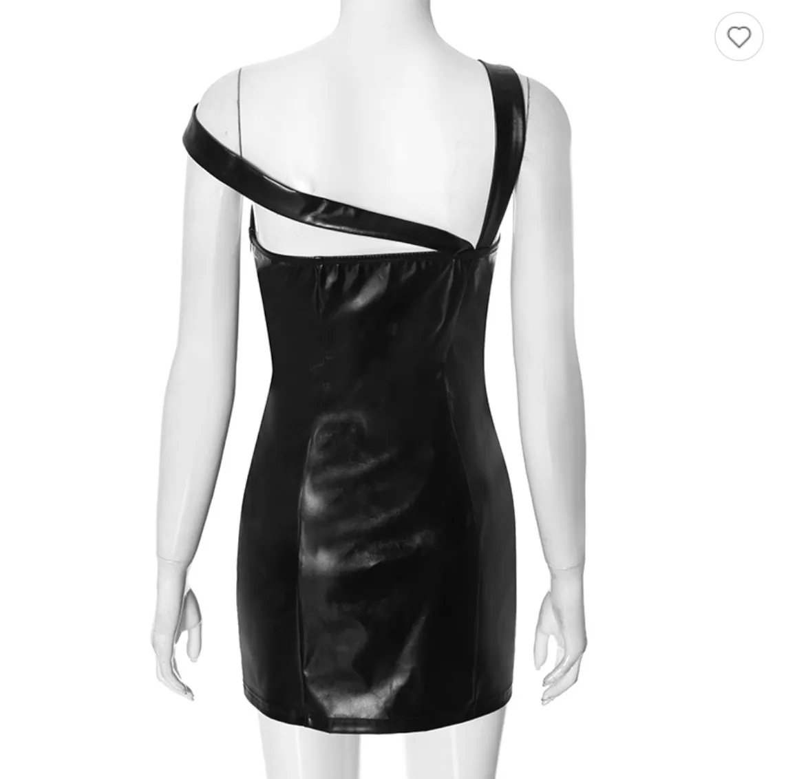 Sheer Cut Out Faux Leather Mini Dress