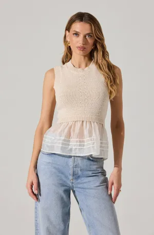 Sheer Peplum Sweater Vest