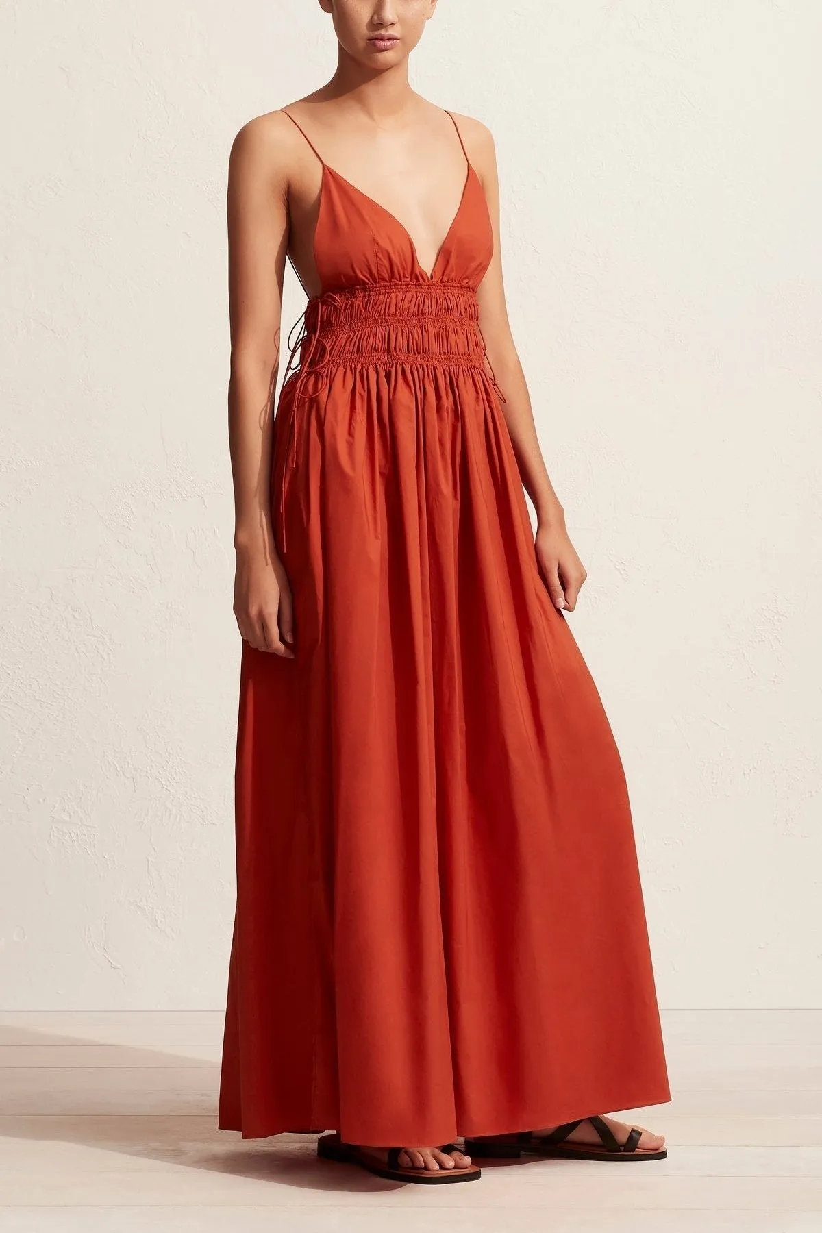 Shirred Triangle Dress in Terracotta