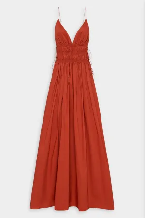 Shirred Triangle Dress in Terracotta