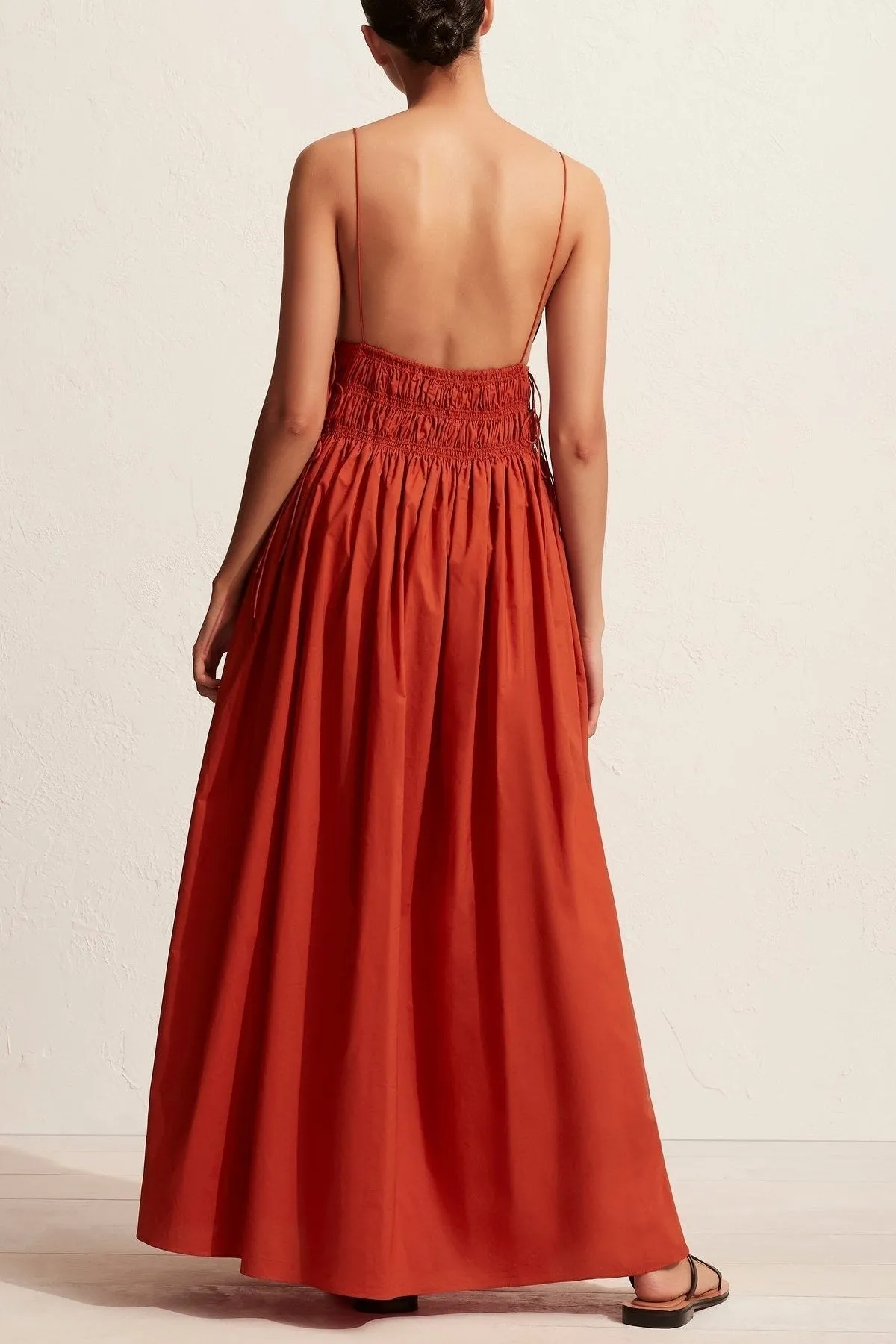 Shirred Triangle Dress in Terracotta