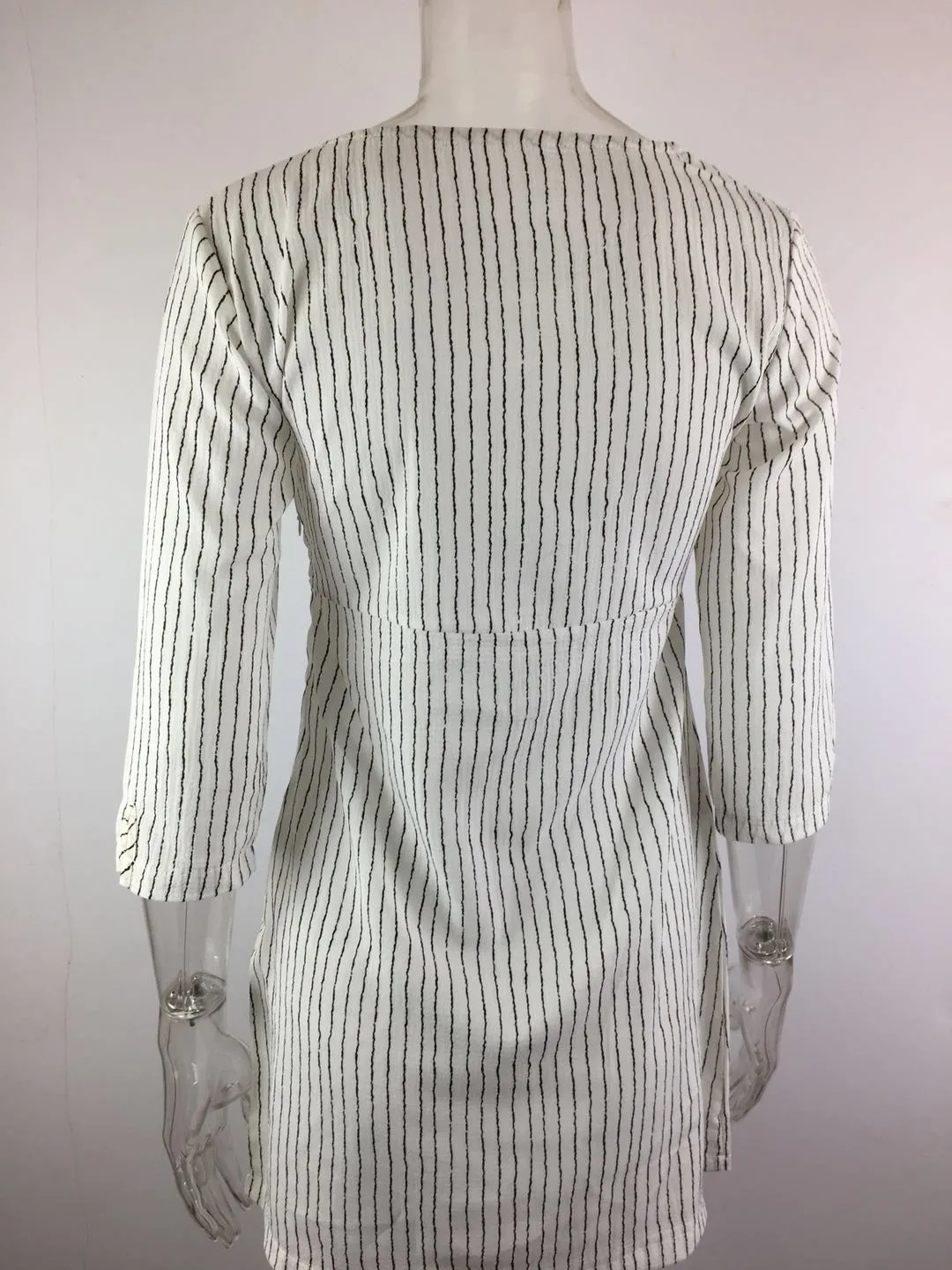 Short Mid-sleeve High-waist Striped Dress