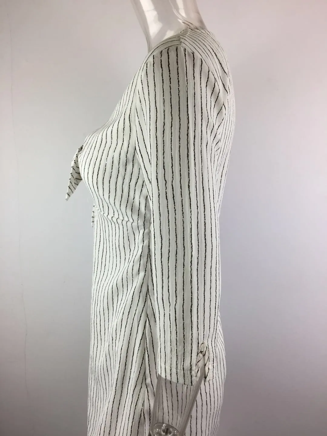 Short Mid-sleeve High-waist Striped Dress