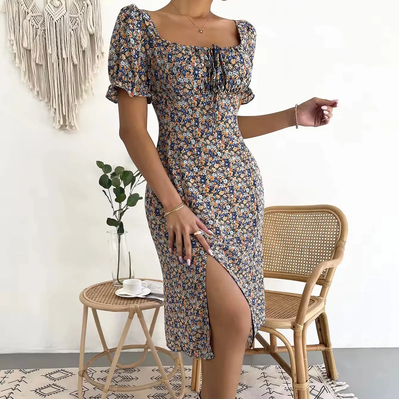 Sienna Floral Print Midi Summer Dress