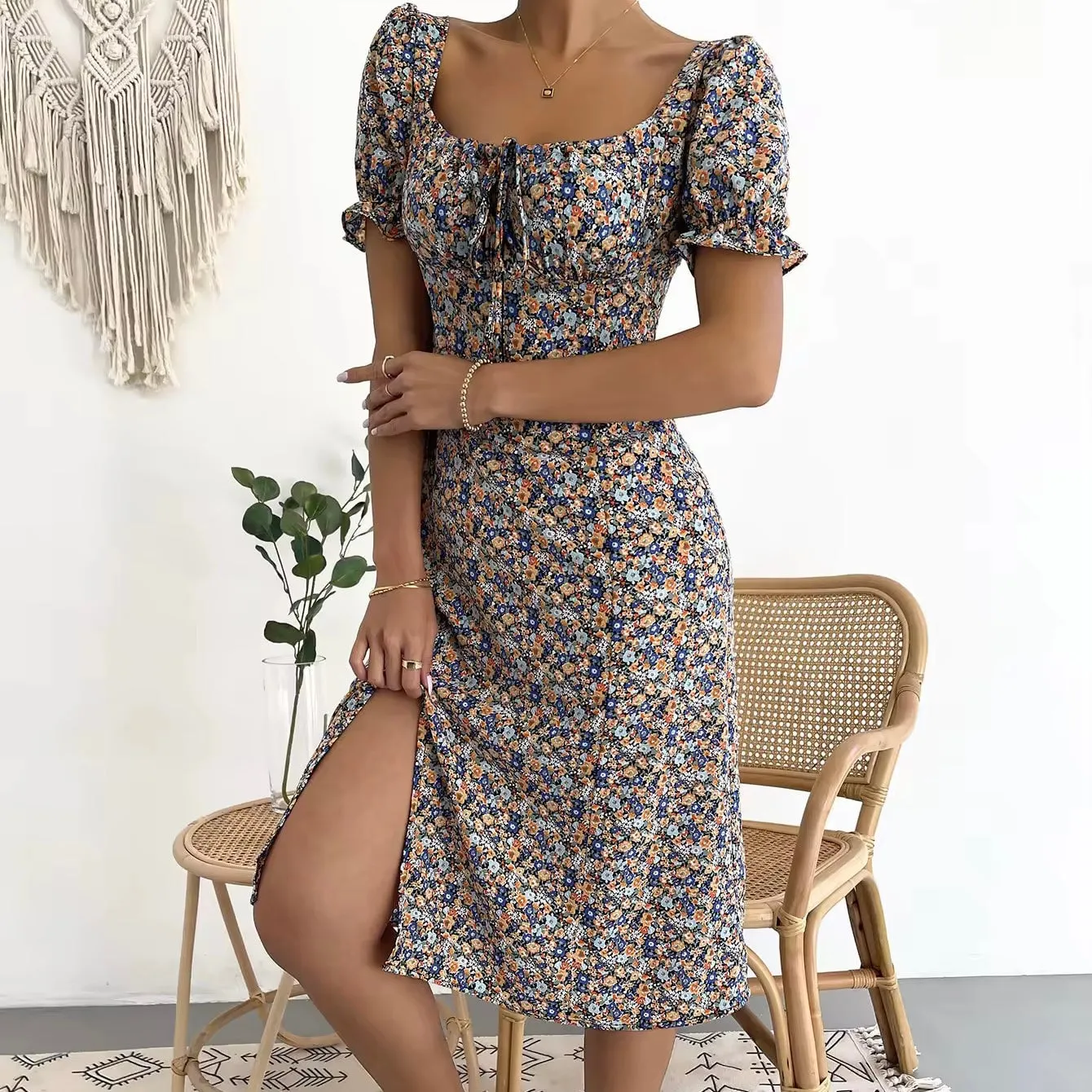 Sienna Floral Print Midi Summer Dress