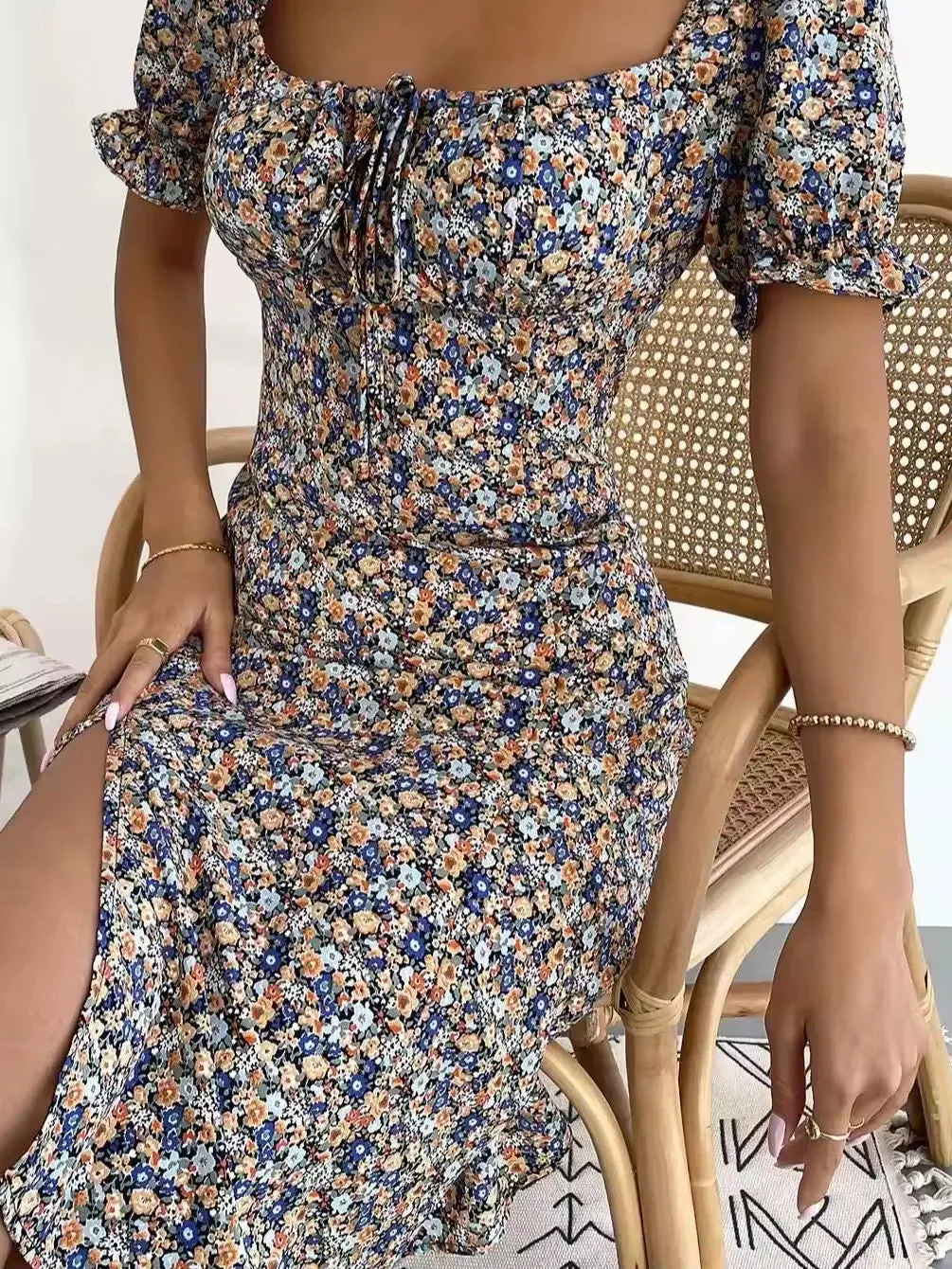 Sienna Floral Print Midi Summer Dress