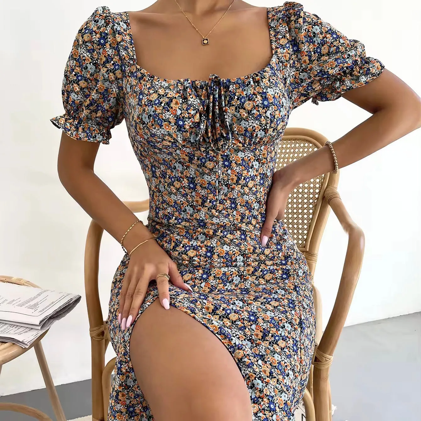 Sienna Floral Print Midi Summer Dress