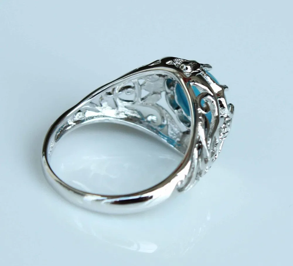 Silver Blue Fire Opal Ring