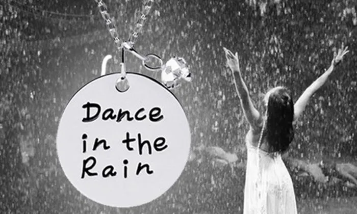 Silver Dance In The Rain Charm, Anniversary Gift Necklace, Love Charm Necklace, Dance In The Rain Necklace