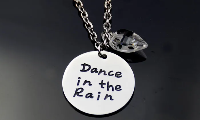 Silver Dance In The Rain Charm, Anniversary Gift Necklace, Love Charm Necklace, Dance In The Rain Necklace