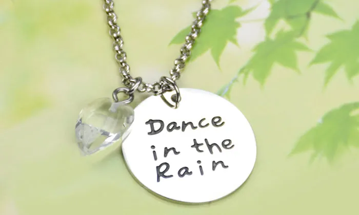 Silver Dance In The Rain Charm, Anniversary Gift Necklace, Love Charm Necklace, Dance In The Rain Necklace