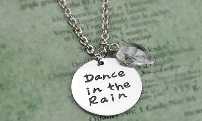 Silver Dance In The Rain Charm, Anniversary Gift Necklace, Love Charm Necklace, Dance In The Rain Necklace