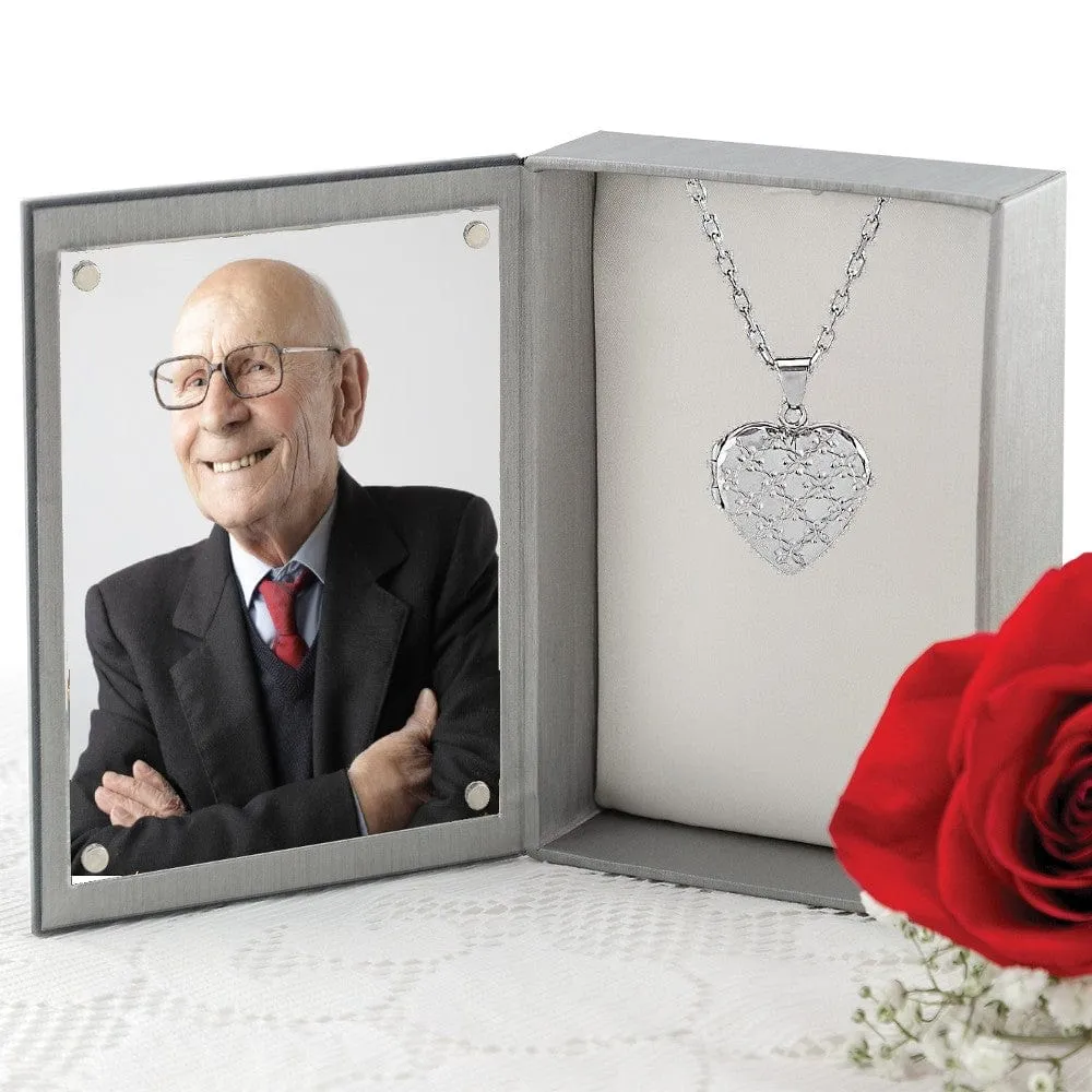Silver Heart Locket Urn - Diamond Cut