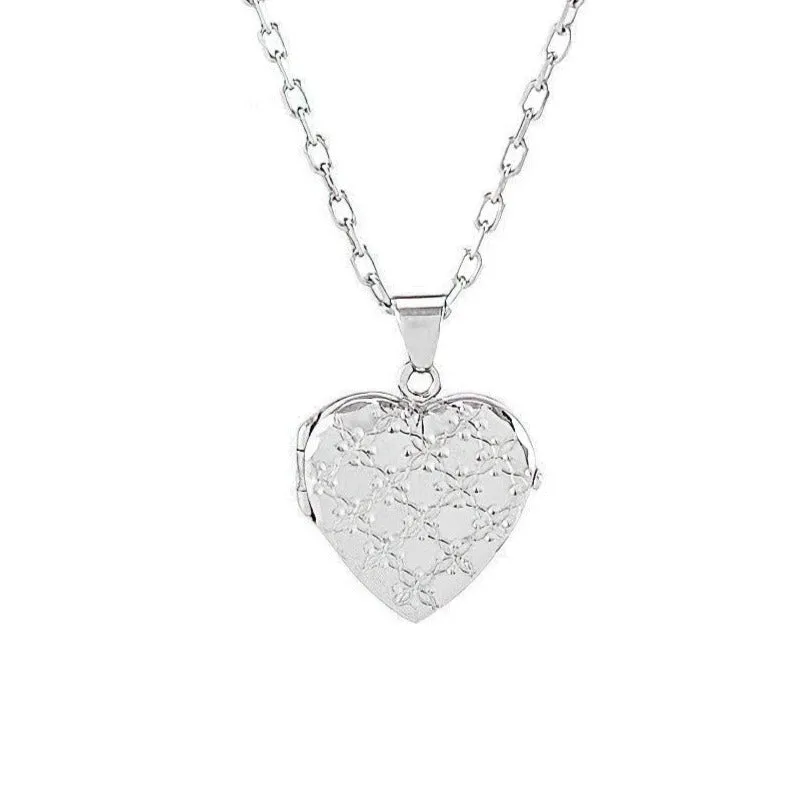 Silver Heart Locket Urn - Diamond Cut