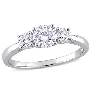 Silver Moissanite Three Stone Engagement Ring