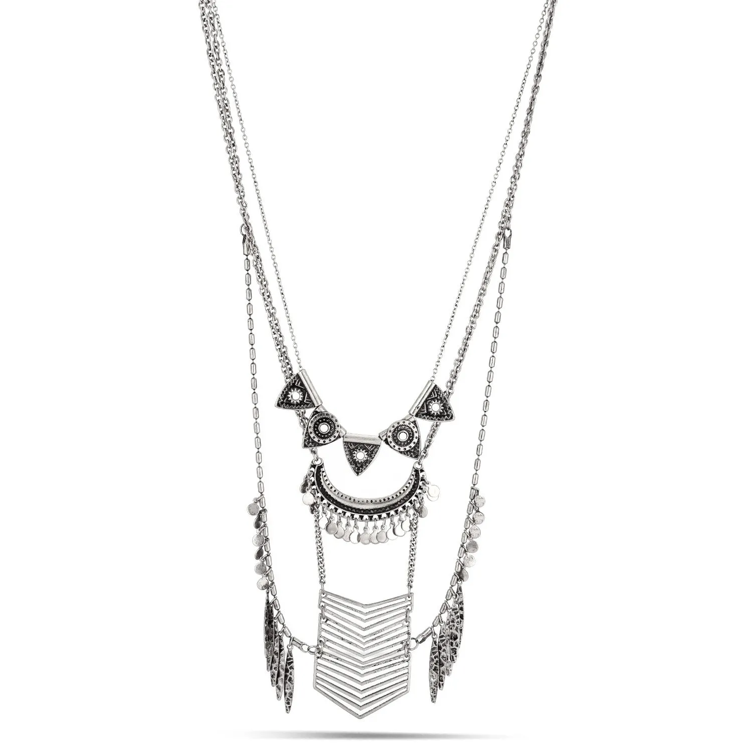SILVER MULTILAYERED  NECKLACES #SQ542-20S (LD3)