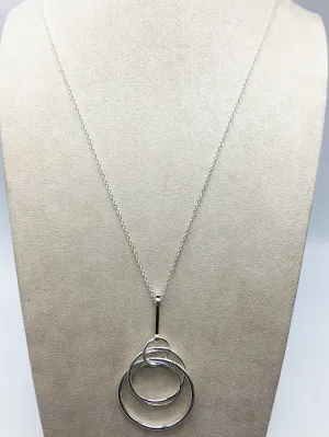 Silver Round Rings Long Necklace