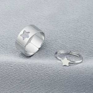 Silver Star Matching Wrap Finger Couple Ring