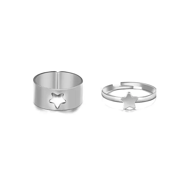 Silver Star Matching Wrap Finger Couple Ring