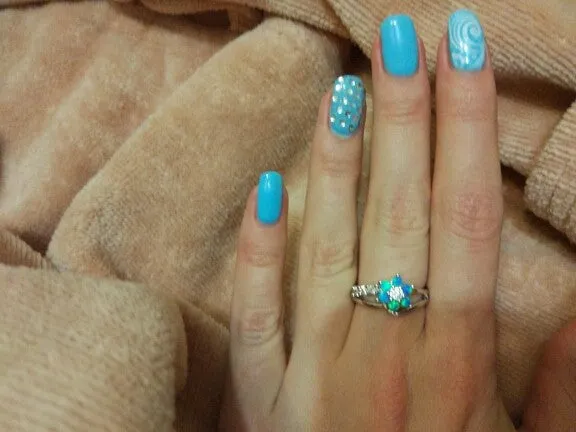 Silver White Fire Opal Flower Ring