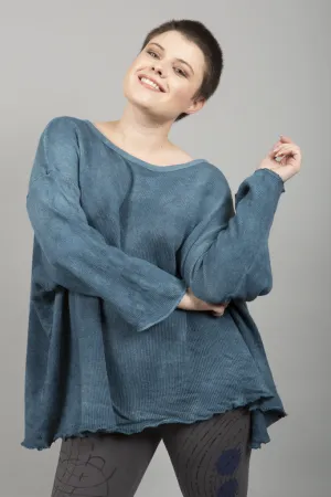 Simple Pullover Hand Dyed Sweater Cerulean-Blue Fish Clothing