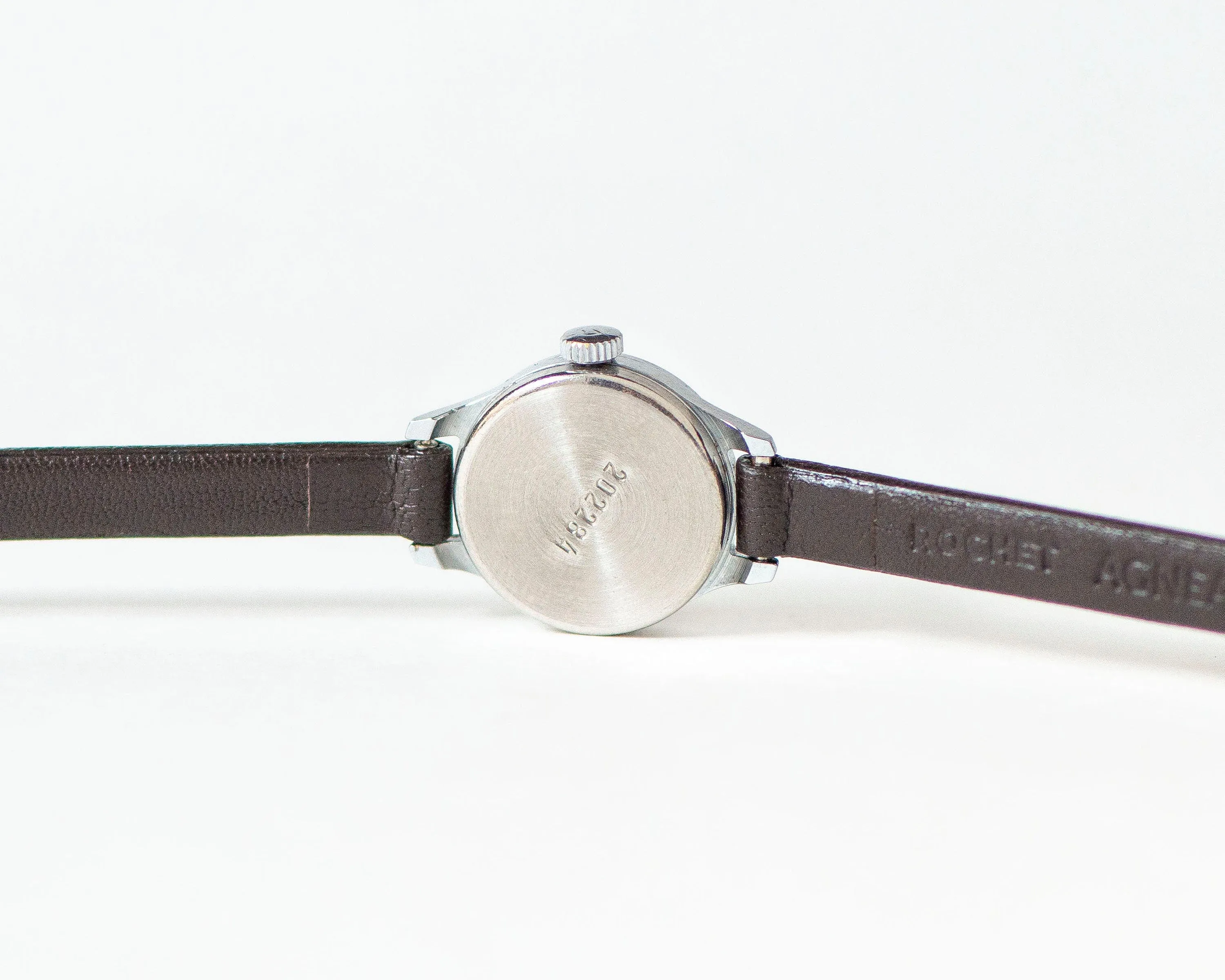 Simple watch for women Seagull vintage, women's watch silver shade tiny wrist, Arabic numerals wristwatch delicate accessory, leather strap