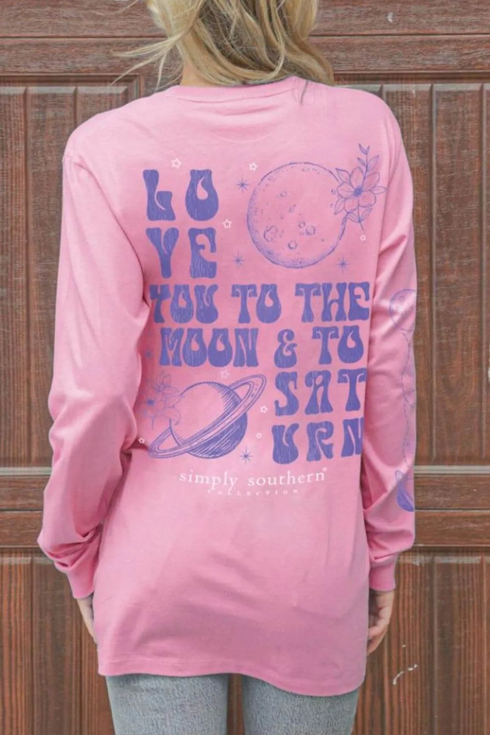 Simply Southern Long Sleeve Saturn T-Shirt for Women in Candy Pink | LS-SATURN-CANDY