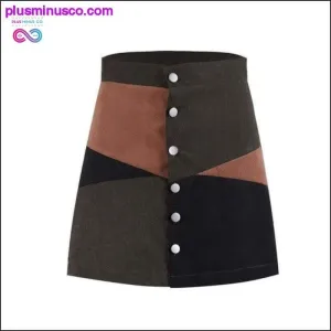 Single Breasted Patchwork Knee-Length A-Line Skirts at