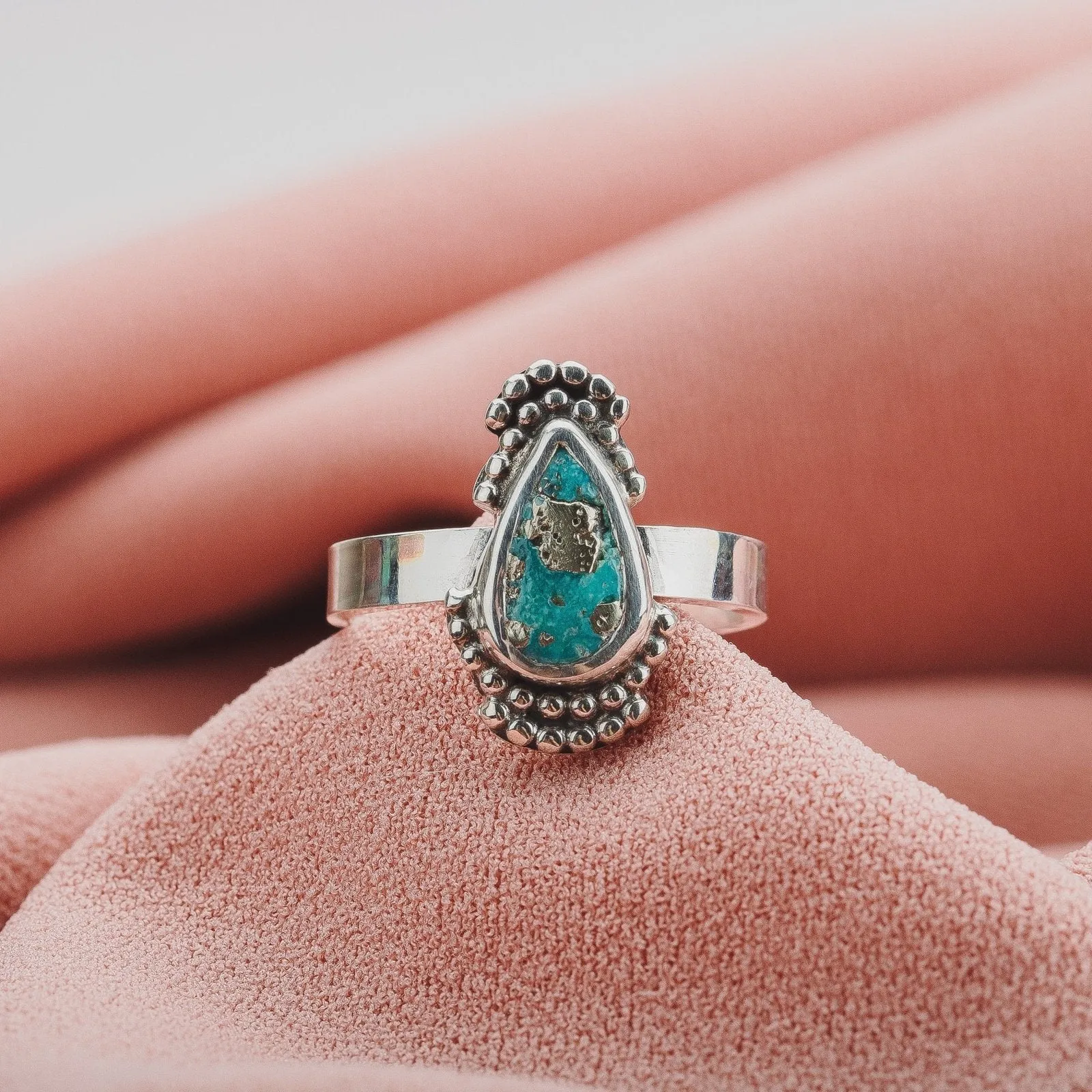 Size 5  White Water Turquoise Gemstone Ring