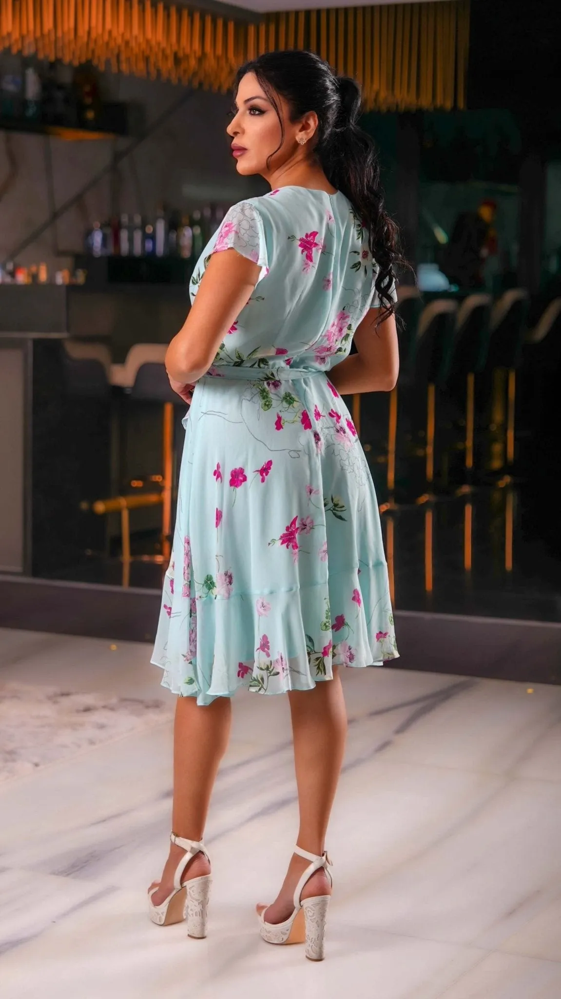 Sleeveless Floral Midi Fit Flare Dress