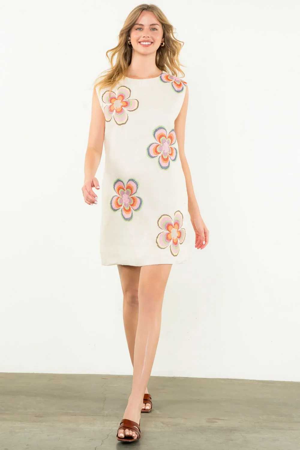 Sleeveless Flower Embroidered Dress