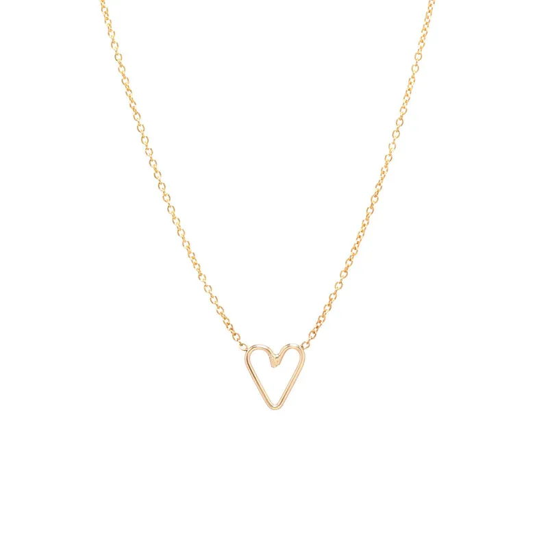 Small Open Heart Necklace in Yellow Gold