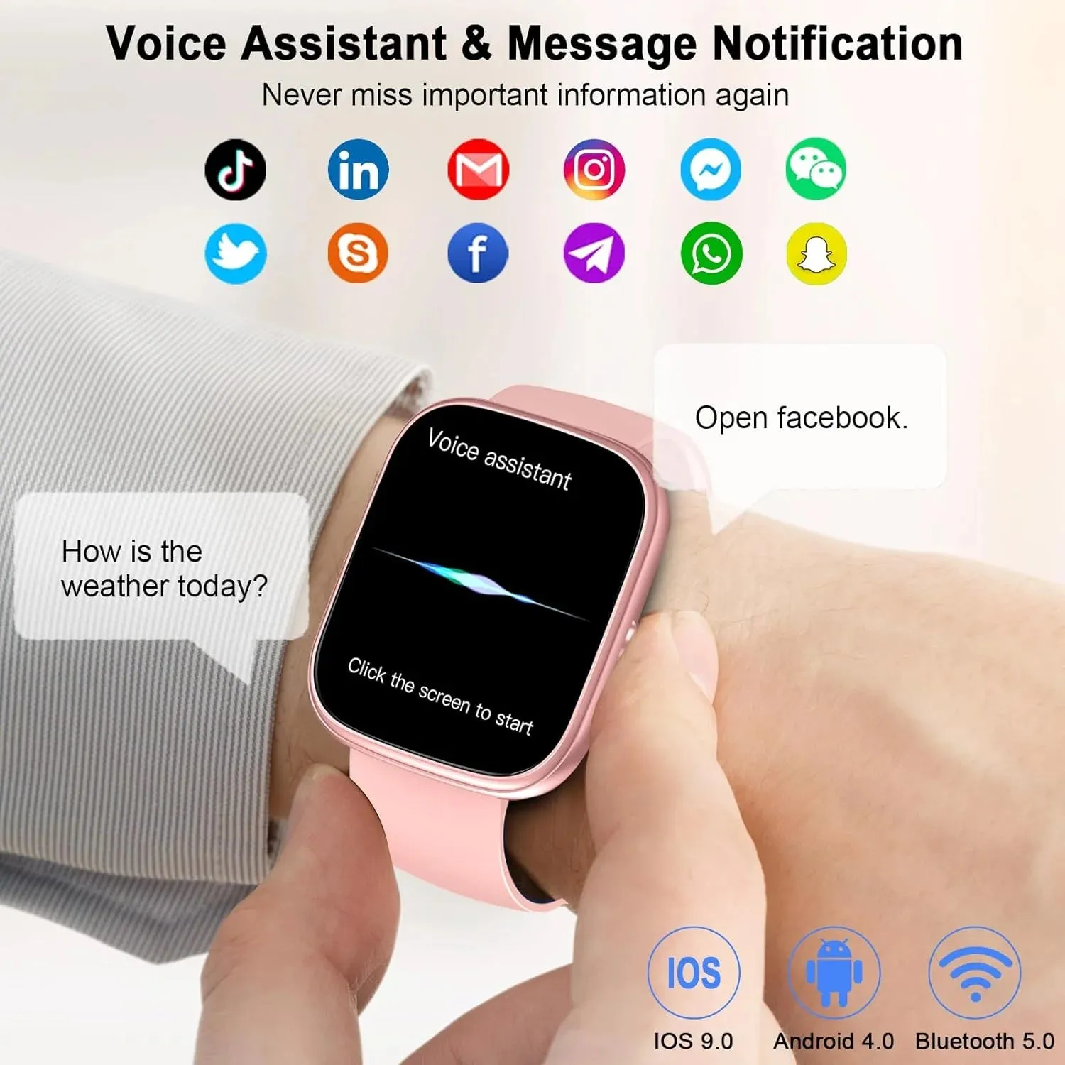Smart Watch, 1.91" Smartwatch (Answer/Make Call), IP68 Waterproof Fitness Tracker, 110  Sport Modes, Heart Rate and Sleep Monit