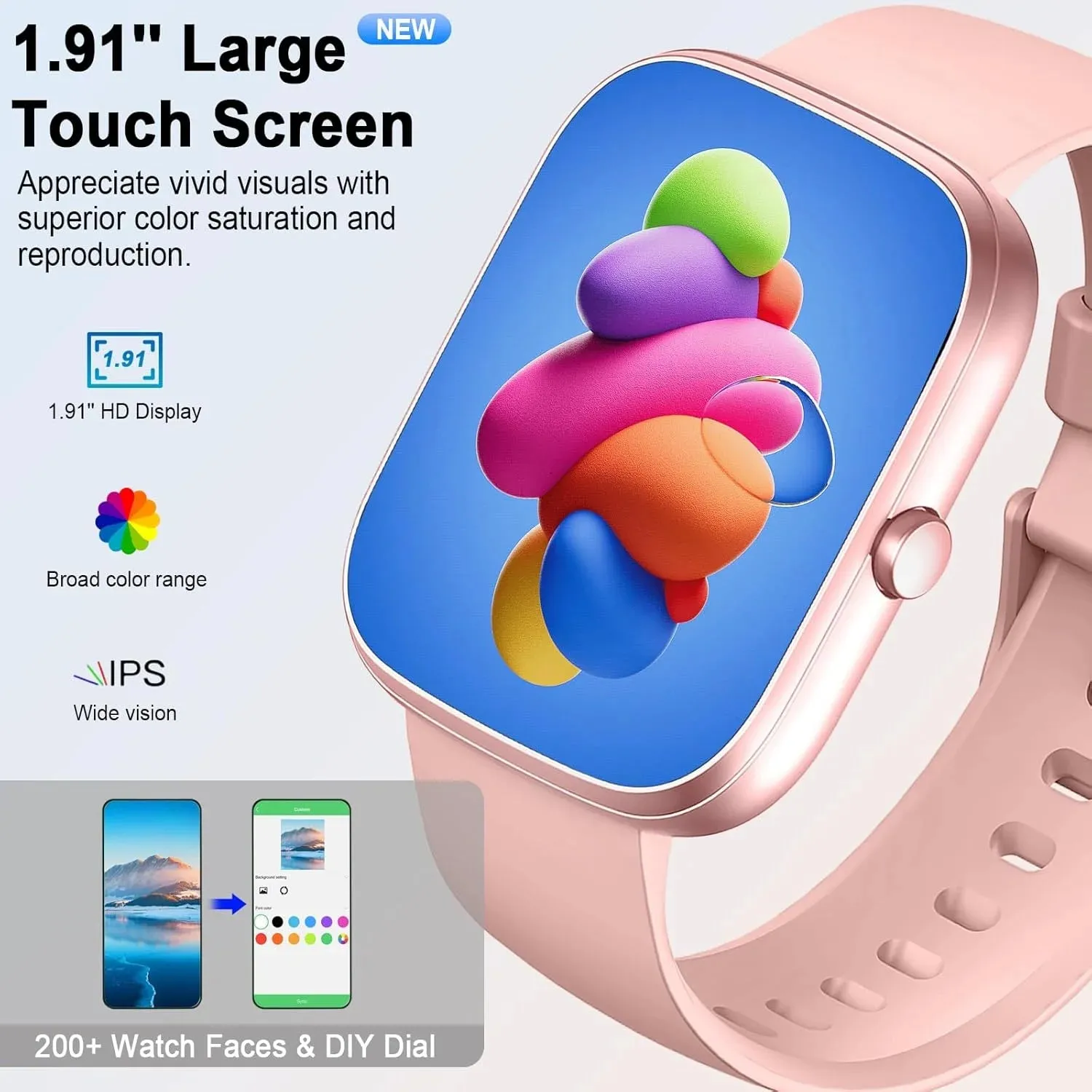 Smart Watch, 1.91" Smartwatch (Answer/Make Call), IP68 Waterproof Fitness Tracker, 110  Sport Modes, Heart Rate and Sleep Monit