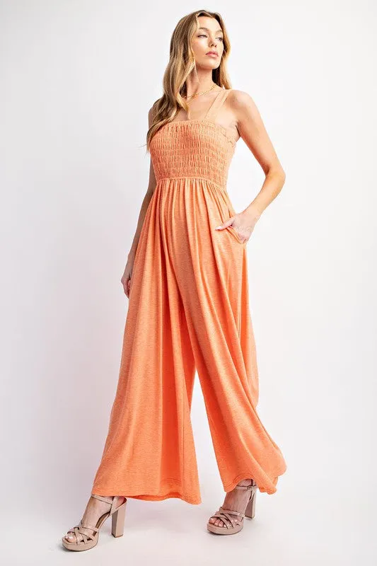 Soft Jersey Comfortable Sleeveless Wide Leg Jumpsuit