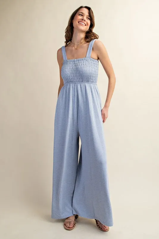 Soft Jersey Comfortable Sleeveless Wide Leg Jumpsuit