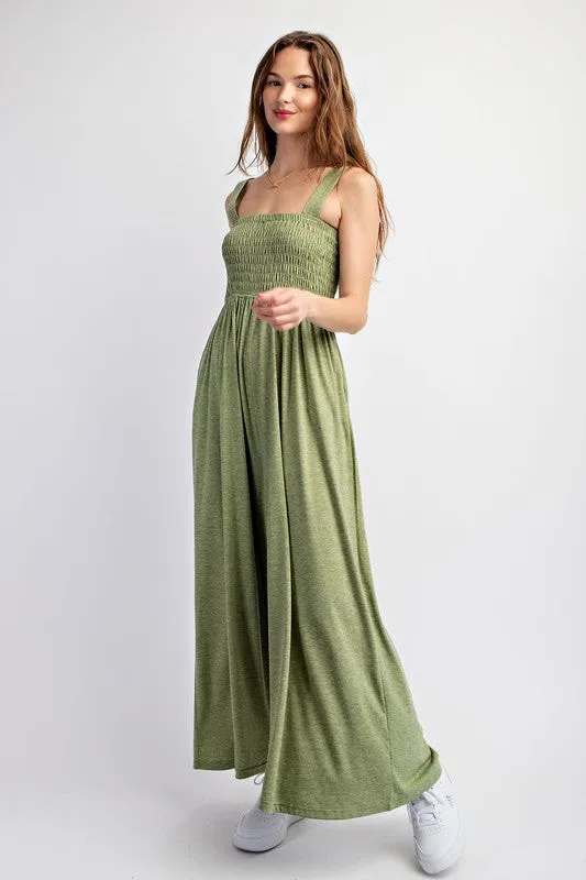Soft Jersey Comfortable Sleeveless Wide Leg Jumpsuit