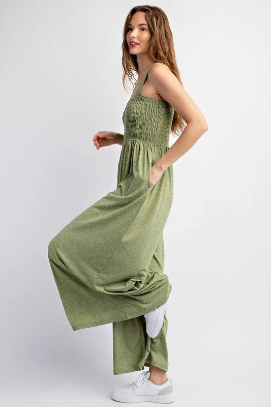 Soft Jersey Comfortable Sleeveless Wide Leg Jumpsuit