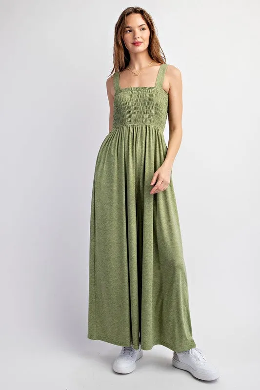 Soft Jersey Comfortable Sleeveless Wide Leg Jumpsuit