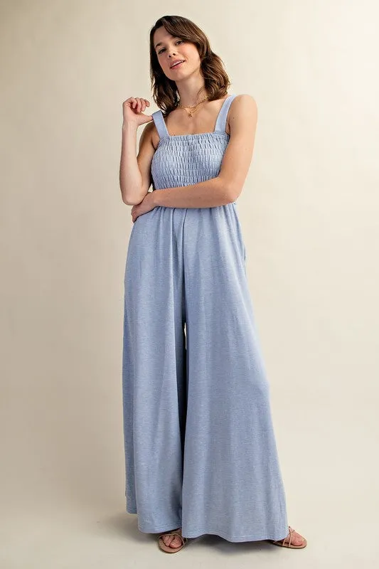 Soft Jersey Comfortable Sleeveless Wide Leg Jumpsuit