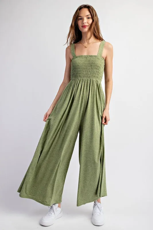 Soft Jersey Comfortable Sleeveless Wide Leg Jumpsuit