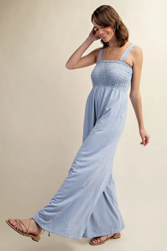 Soft Jersey Comfortable Sleeveless Wide Leg Jumpsuit